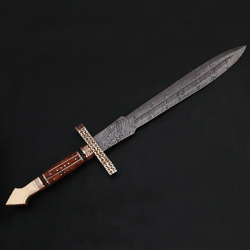 Damascus Sword, Viking Sword, Sword Real, Sword, L Sword with Leather Sheath, Fantasy Sword, Groomsmen Gift, Birthday