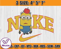 nike minions jerry embroidery, minions character embroidery, applique embroidery designs