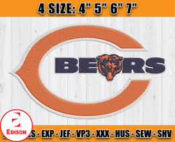 Chicago Bears Embroidery, NFL Chicago Bears Embroidery, NFL Machine Embroidery Digital, 4 sizes Machine Emb Files - 02 E