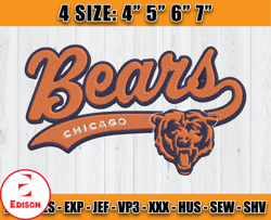 Chicago Bears Embroidery, NFL Chicago Bears Embroidery, NFL Machine Embroidery Digital, 4 sizes Machine Emb Files - 04 E