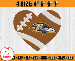 Ravens Embroidery, NFL Ravens Embroidery, NFL Machine Embroidery Digital, 4 sizes Machine Emb Files -12-Edison