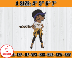 Ravens Embroidery, Betty Boop Embroidery, NFL Machine Embroidery Digital, 4 sizes Machine Emb Files -19-Edison
