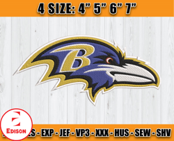 Ravens Embroidery, NFL Ravens Embroidery, NFL Machine Embroidery Digital, 4 sizes Machine Emb Files -21-Edison