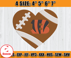 Bengals Heart Embroidery, Cincinnati Bengals Embroidery Design, NFL Machine Embroidery Designs, Design 14