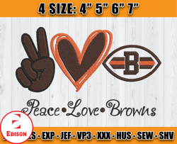 Peace Love Browns Embroidery, Embroidery Design, Logo sport embroidery, NFL embroidery design D12
