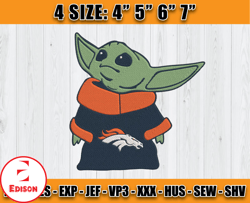 Broncos Baby Yoda Embroidery File, Broncos Embroidery, Baby Yoda Embroidery Design, Embroidery Design D15
