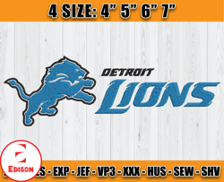 Detroit Lions Logo Embroidery, NFL Sport Embroidery, NFL Detroit, Sport Embroidery, D3