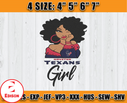 Houston Texans Black GirlEmbroidery, NFL GirlEmbroidery, Dallas Embroidery Design, Sport Embroidery, D2