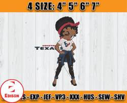 Betty Boop Houston Texans Embroidery, Betty Boop Embroidery, Texans logo Embroidery, Embroidery Design, D8