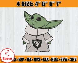 NFL Baby Yoda Embroidery Designs, Las Vegas Raiders, NFL Teams Embroidery Files, Machine Embroidery Pattern