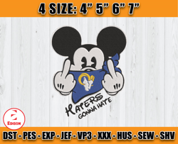 Mickey Haters Gonna Los Angeles Rams Embroidery, Rams Embroidery File, Football Team Embroidery Design