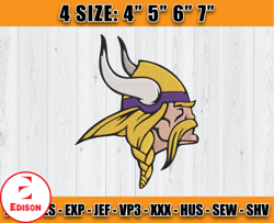 Minnesota Vikings Embroidery Designs, NFL Embroidery Designs, Digital Download, NFL Vikings Embroidery