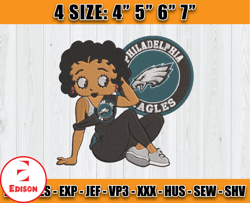 Betty Boop Philadelphia Eagles Embroidery, Betty Boop Embroidery File, Eagles NFL Embroidery Design