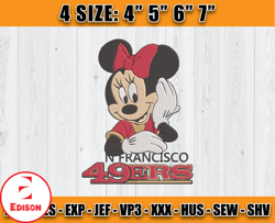 San Francisco 49ers Mickey Embroidery, NFL Machine Embroidery, San Francisco 49ers Embroidery Files