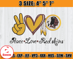 Peace Love Commanders Embroidery File, Washington Commanders Embroidery, Football Embroidery, Embroidery Patterns