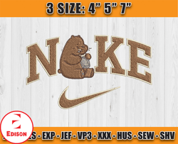 Nike X Grizz Bear Embroidery, We Bare Bears Character Embroidery, Cartoon Character Embroidery