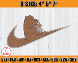 nike grizz bear embroidery, we bare bears embroidery, embroidery file