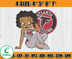 Atlanta Falcons Embroidery, Betty Boop Embroidery, NFL Machine Embroidery Digital, 4 sizes Machine Emb Files -28-Carroll