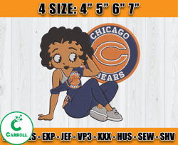 Chicago Bears Embroidery, Betty Boop Embroidery, NFL Machine Embroidery Digital, 4 sizes Machine Emb Files -24 Carroll