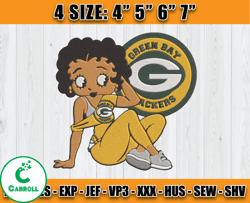 Betty Boop Green Bay PackersEmbroidery, Betty Boop Embroidery File, Packers NFL Embroidery Design