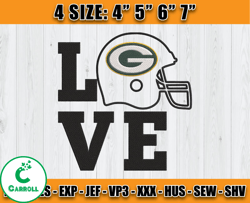 Love Green Bay Packer Embroidery Design, Packers Embroidery, NFL Football Embroidery, Sport Embroidery