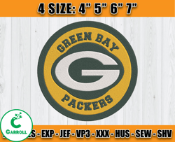 Green Bay Packers Logo Embroidery, NFL Sport Embroidery, Packer NFL, Embroidery Design files