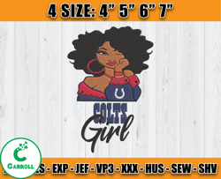 Indianapolis Colts Black GirlEmbroidery, Black GirlEmbroidery, Colts Embroidery Design, Sport Embroidery, D3 - Krabbe