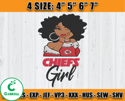 Kansas City Chiefs Black GirlEmbroidery, NFL GirlEmbroidery, Chiefs Embroidery Design, Sport Embroidery, D2