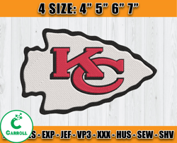 NFL Kansas City Chiefs logo embroidery design, NFL Machine Embroidery, Embroidery Files, NFL Chiefs Embroidery, D15