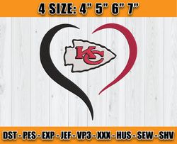 Chiefs Heart Embroidery, Kansas City Chiefs Embroidery, Heart Embroidery Dessign, Embroidery Design, D25