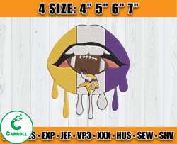 Vikings Dripping Lips Embroidery Design, Minnesota Vikings Embroidery, NFL Embroidery Patterns, Sport Embroidery