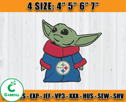 Pittsburgh Steelers Baby Yoda Embroidery, Baby Yoda Embroidery, NFL Steelers Embroidery, Embroidery Design files