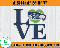 Love Seattle Seahawks Embroidery Design, Seattle Seahawks Embroidery, NFL Football Embroidery