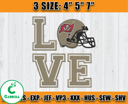 Love Tampa Bay Buccaneers Embroidery Design, Tampa Bay Buccaneers Embroidery, NFL Football Embroidery