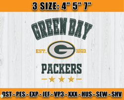 Green Bay Packers Football Embroidery Design, Brand Embroidery, NFL Embroidery File, Logo Shirt 07