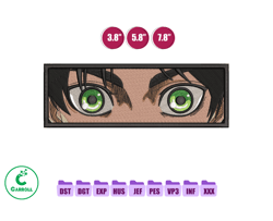 Eren Boxed Eyes Anime Embroidery Design, Anime Embroidery Design 126