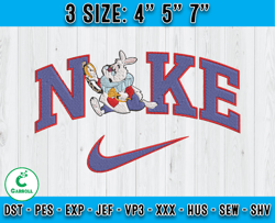 Nike White Rabbit Embroidery, Alice in Wonderland Emb, Nike Logo Embroidery