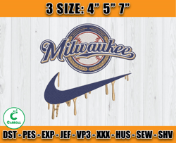 Milwaukee Brewers Embroidery, MLB Nike Embroidery, embroidery machine
