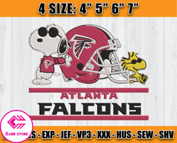 Atlanta Falcons Embroidery, Snoopy Embroidery, NFL Machine Embroidery Digital, 4 sizes Machine Emb Files-05-Carr