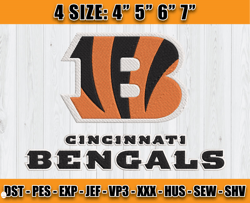 Cincinnati Bengals Embroidery, Logo Bengals Embroidery, Digital NFL Embroidery Files, Sport Embroidery File Design 02 -C