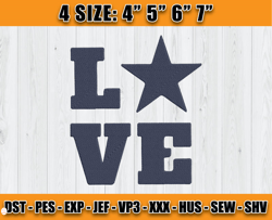 Love Cowboys Embroidery, Love Embroidery Design, Dallas Cowboys Embroidery, NFL Embroidery D4 - Carr