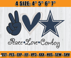 Peace Love Cowboys Embroidery Design, Dallas Embroidery Design, NFL Sport Embroidery D37 - Carr