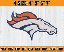 Denver Broncos Logo Embroidery, Broncos Embroidery Design, 4 sizes Machine Emb Files D1 - Carr