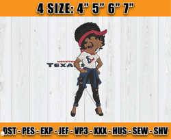 Betty Boop Houston Texans Embroidery, Betty Boop Embroidery, Texans logo Embroidery, Embroidery Design, D8- Carr