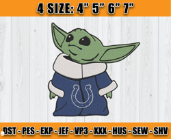 Indianapolis Colts Baby Yoda Embroidery, Baby Yoda Embroidery, Colts Embroidery Design, Sport Embroidery, D9& Carr