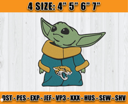 Jacksonville Jaguars Baby Yoda Embroidery, Baby Yoda Embroidery, Jaguars Embroidery Design, Sport Embroidery, D7 - Carr