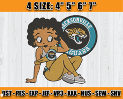 Betty Boop Jacksonville JaguarsEmbroidery, Football Embroidery Design, Sport Embroidery File, D8 - Carr