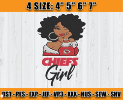 Kansas City Chiefs Black GirlEmbroidery, NFL GirlEmbroidery, Chiefs Embroidery Design, Sport Embroidery, D2 - Carr