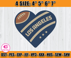 Los Angeles Rams Heart Embroidery, Rams Embroidery, Heart Embroidery Design, NFL Team Embroidery Design