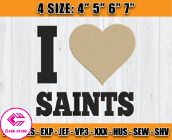 I Love Saints Embroidery File, New Orleans Saints Logo Embroidery, Nfl Embroidery Patterns, Sport Embroidery